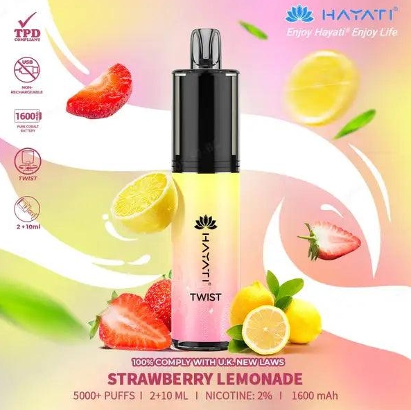 Hayati Twist 5000 Puffs - Limonada de Căpșuni: Răcoarea Perfectă, Într-un Dispozitiv Pe Care Nu Vei Vrea Să-l Lași Din Mână