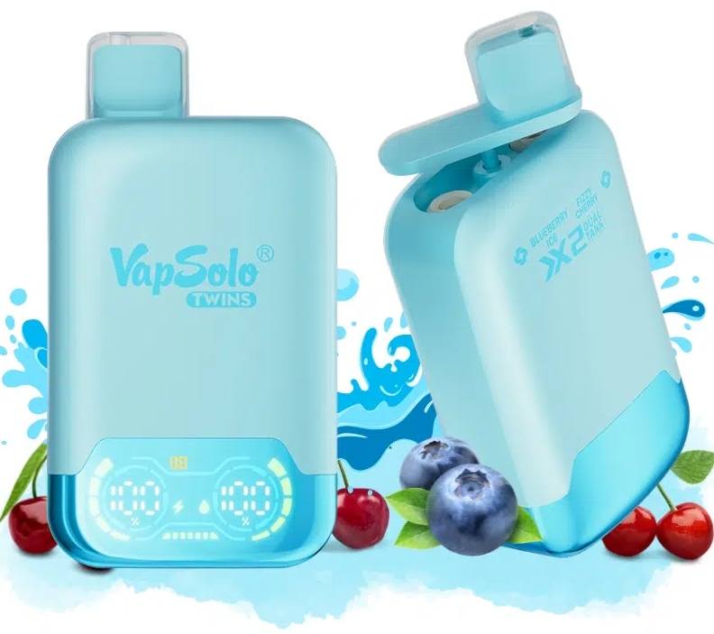 VapSolo TWINS 20000 Puff Vape - Gheață de afine și cireșe gazoase: O experiență de vapat memorabilă
