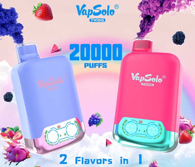 VapSolo TWINS 20000 Puff Vape - Gheață de afine și cireșe gazoase: O experiență de vapat memorabilă