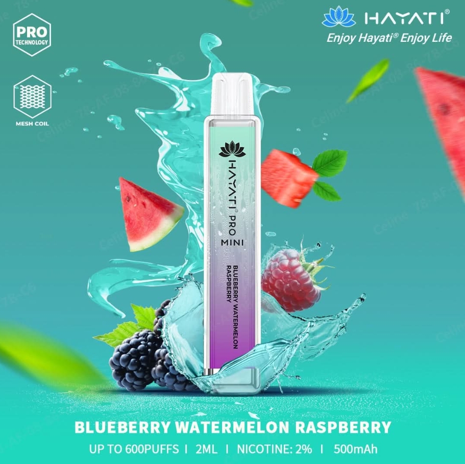 Hayati Pro Mini 600 Puffs Vape - Afine Pepene Verde Zmeură: O Experiență Vibrantă în Universul Vapatului din România