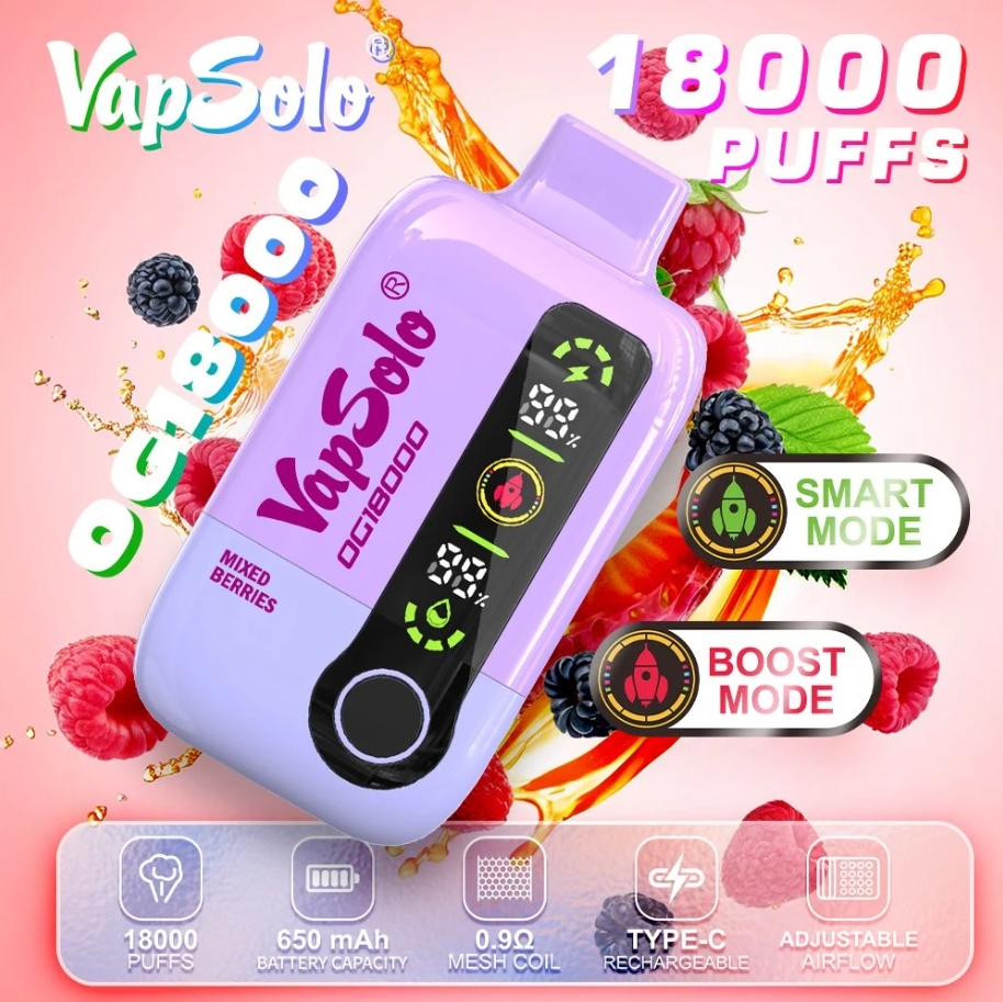 VapSolo DG18000 Puffs - O Explozie Autentică de Fructe de Pădure Mixte, Direct pe Buzele Tale!