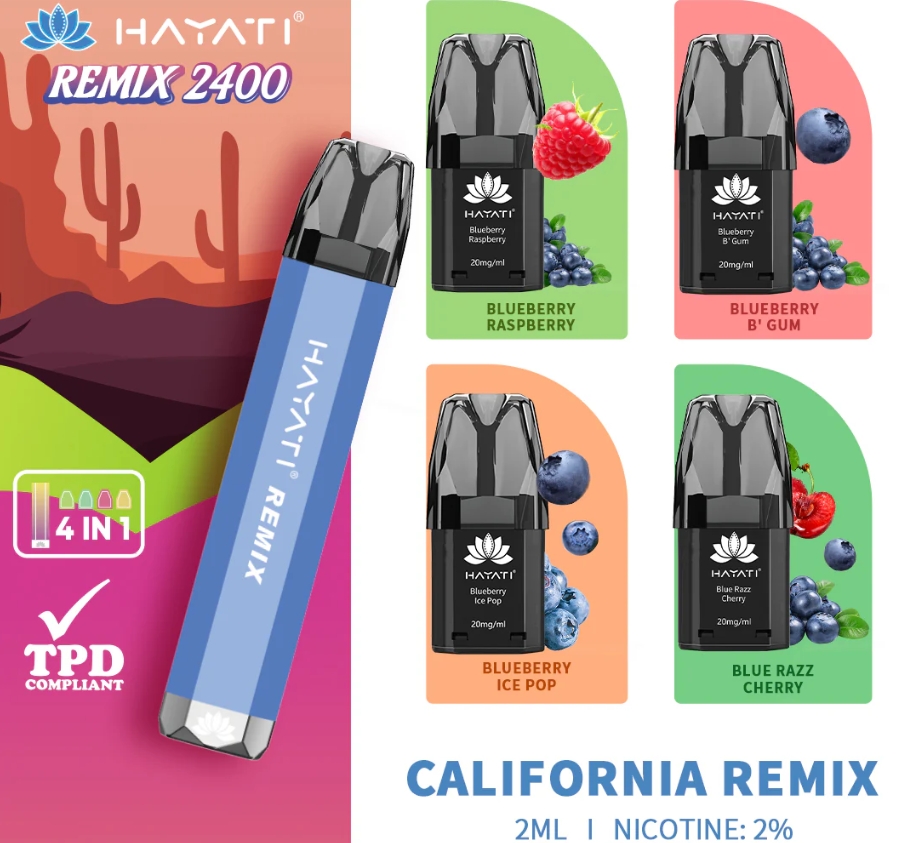 Hayati Remix 2400 Prefilled Pod System Vape - California Remix: O Experiență de Vaping Vibrantă și Inovatoare